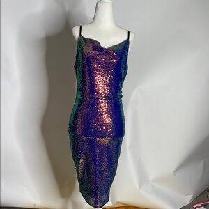 Sequin Evening Dress in Multicolor